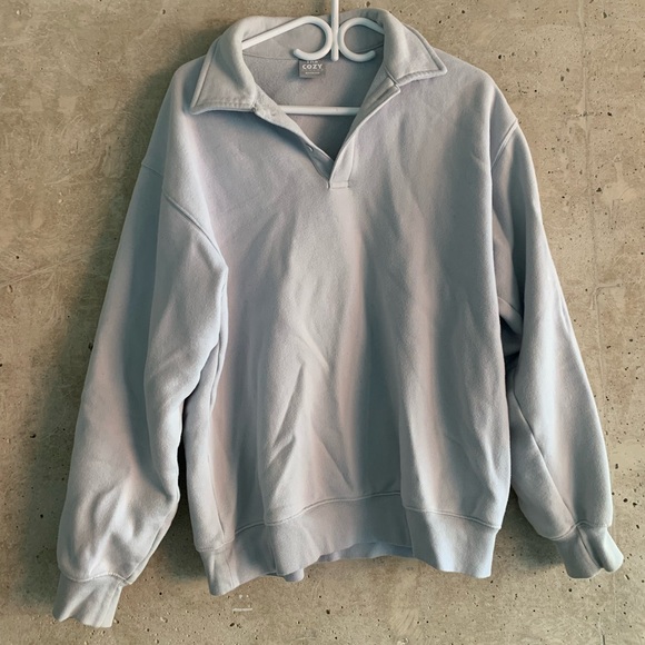 TNA Cozy Fleece Boyfriend Polo, Size S - Picture 1 of 3